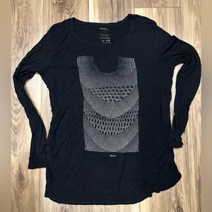 RVCA Black Long Sleeve Tee with Graphic Design